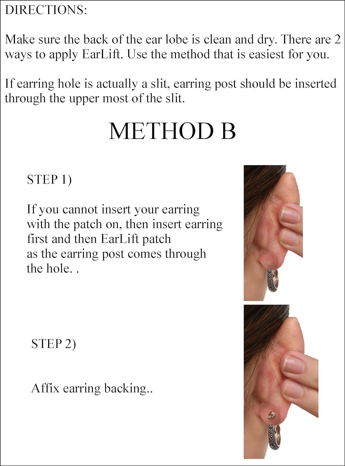 Original EARLIFT USA "Invisible Ear Lobe Support Waterproof Medical Patches"