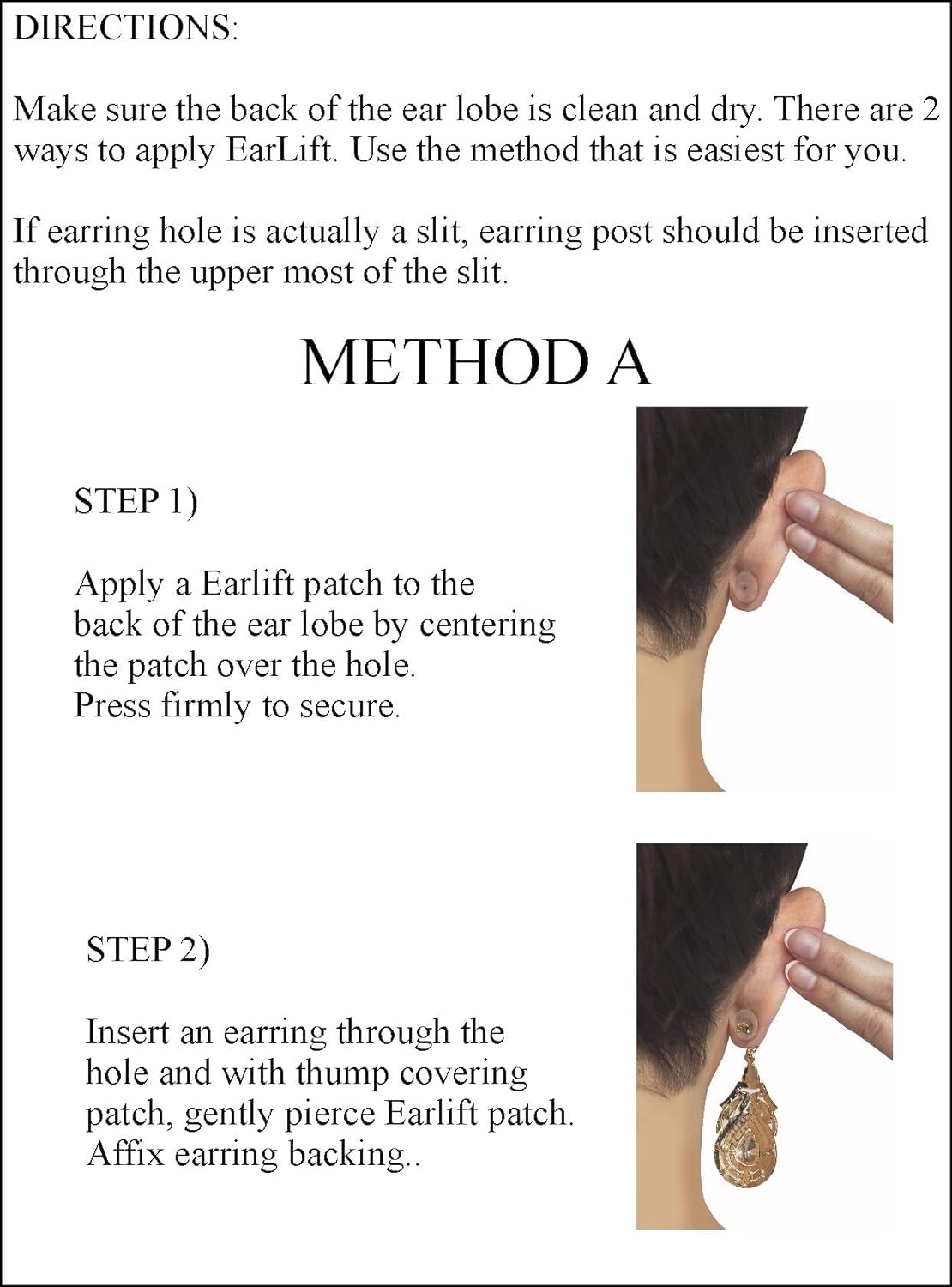 Original EARLIFT USA "Invisible Ear Lobe Support Waterproof Medical Patches"