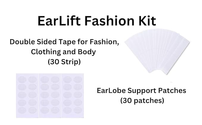 Earlift Fashion Kit – EarLobe Support Patches + Double Sided Tape for Fashion, Clothing and Body