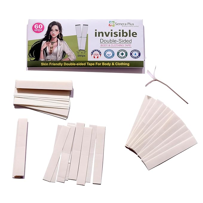 Invisible Double Sided Tape for Fashion, Clothing and Body (60 Strip)
